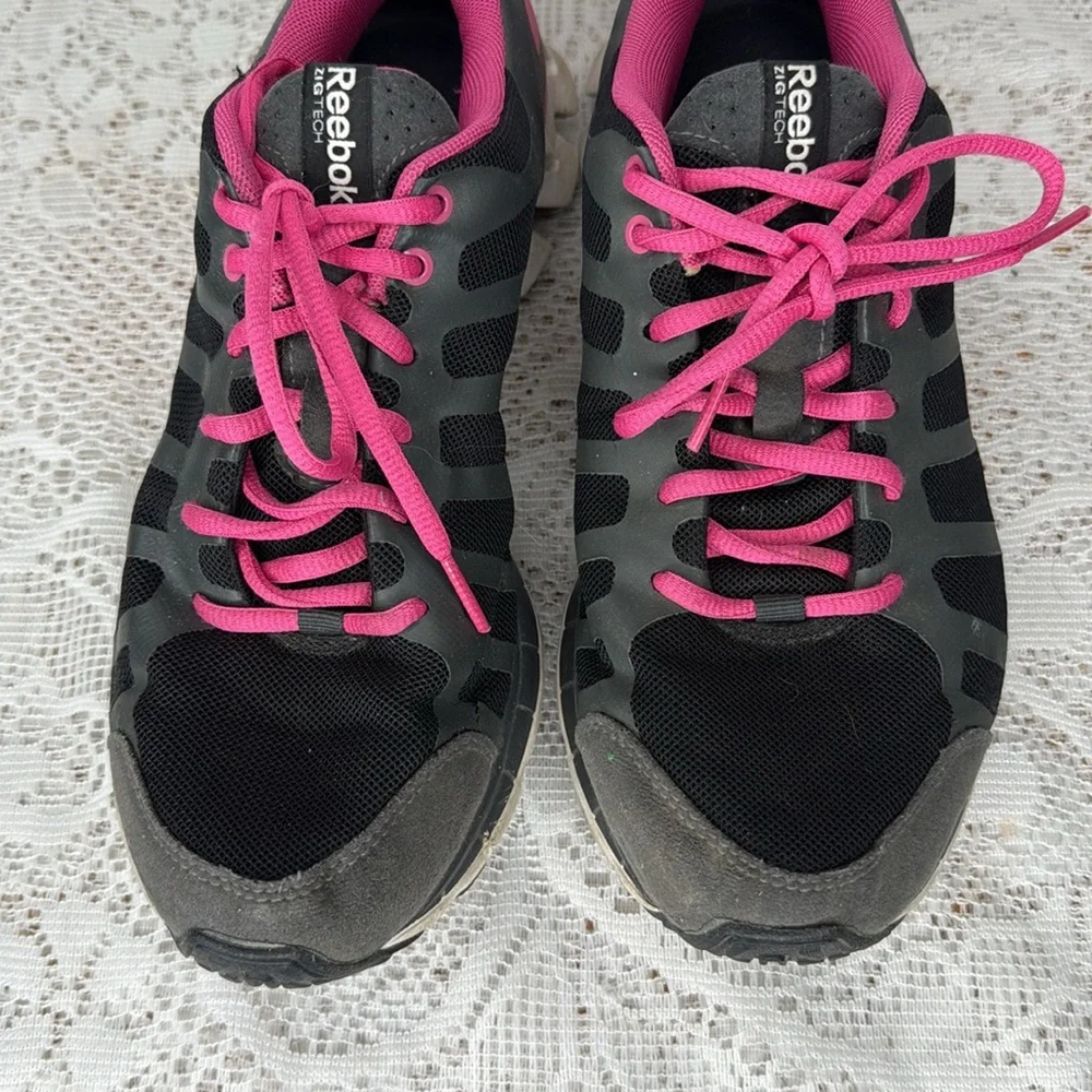 Reebok zig tech shark 3.0 pink black running shoes sz 8